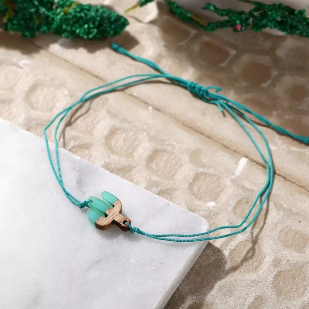 Cactus Wood Acrylic Boho Bracelet Anklet